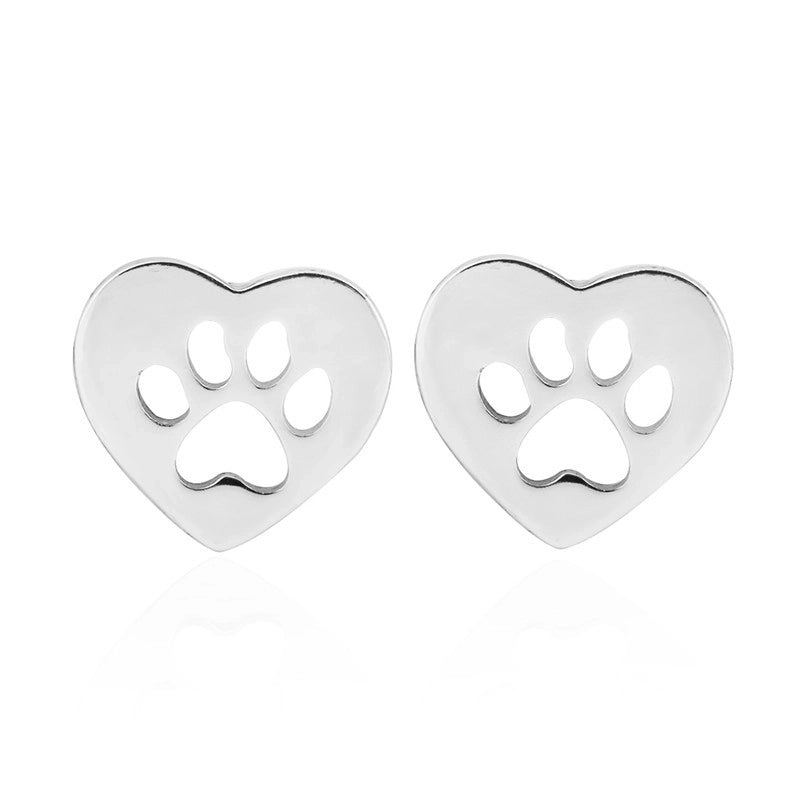 1 Pair Cute Paw Print Plating 304 Stainless Steel 18K Gold Plated Ear Studs