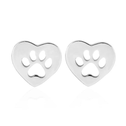 1 Pair Cute Paw Print Plating 304 Stainless Steel 18K Gold Plated Ear Studs