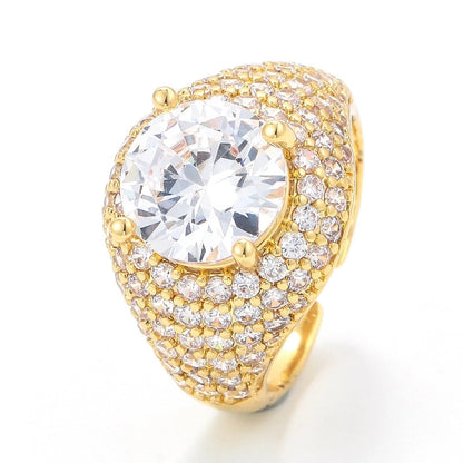 Fashion Colored Zircon Micro-inlaid Copper Ring