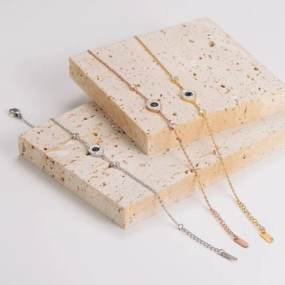 Casual Minimalist Eye 304 Stainless Steel Zircon Bracelets In Bulk