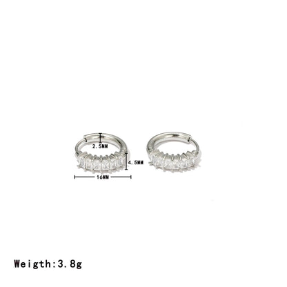 1 Pair Minimalist Geometric Plating Inlay 304 Stainless Steel Zircon Earrings