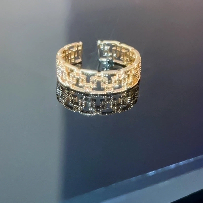 Fashion Rabbit Heart Shape Flower Copper Plating Inlay Shell Zircon Open Ring 1 Piece