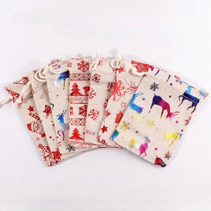 Christmas Apple Bag 24 Bronzing Linen Advent Calendar Gift Hanging Bag Christmas Apple Packaging Bag