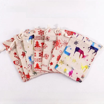 Christmas Apple Bag 24 Bronzing Linen Advent Calendar Gift Hanging Bag Christmas Apple Packaging Bag