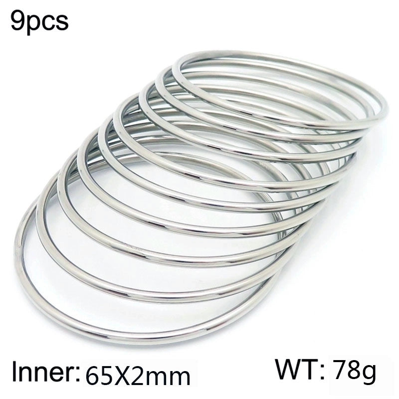 304 Stainless Steel 18K Gold Plated Minimalist Round Solid Color Bangle