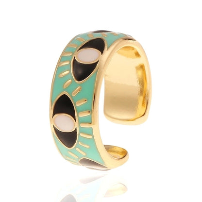European And American Fashion Evil Eye Copper Ring