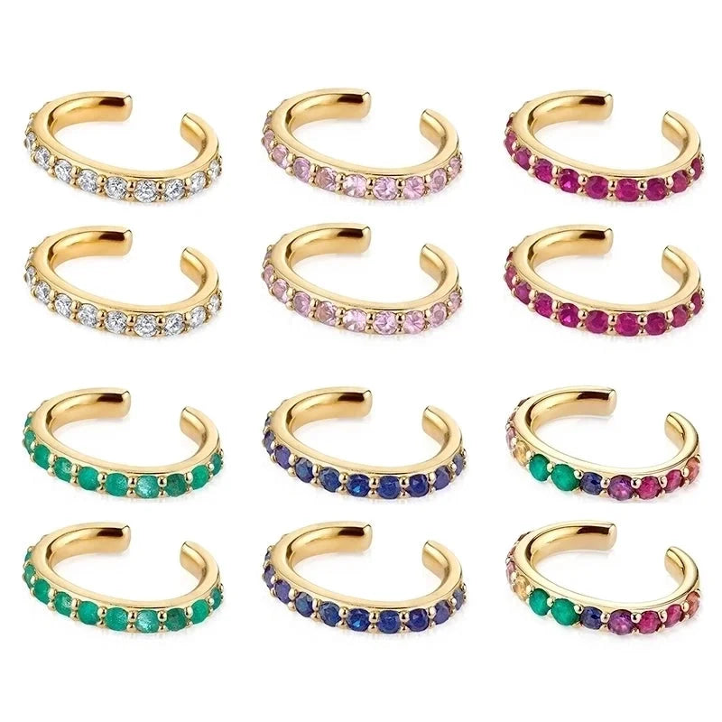 1 Pair Ins Style Minimalist Shiny C Shape Plating Inlay Copper Zircon Gold Plated Ear Clips