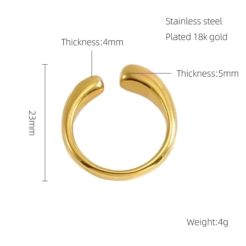 304 Stainless Steel 18K Gold Plated IG Style Plating Geometric Titanium Steel Open Ring