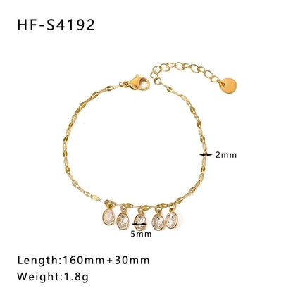 Minimalist Heart Shape Stainless Steel 18K Gold Plated Artificial Rhinestones Rhinestones Shell Bracelets In Bulk