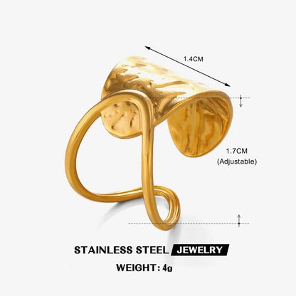 IG Style Lines 304 Stainless Steel 18K Gold Plated Open Rings