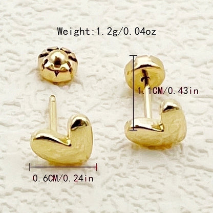 1 Pair Basic Minimalist Star Moon Heart Shape Plating 304 Stainless Steel 14K Gold Plated Ear Studs