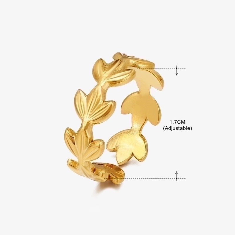 3 Pieces Basic Classic Style Geometric Leaf Stainless Steel Plating Open Rings