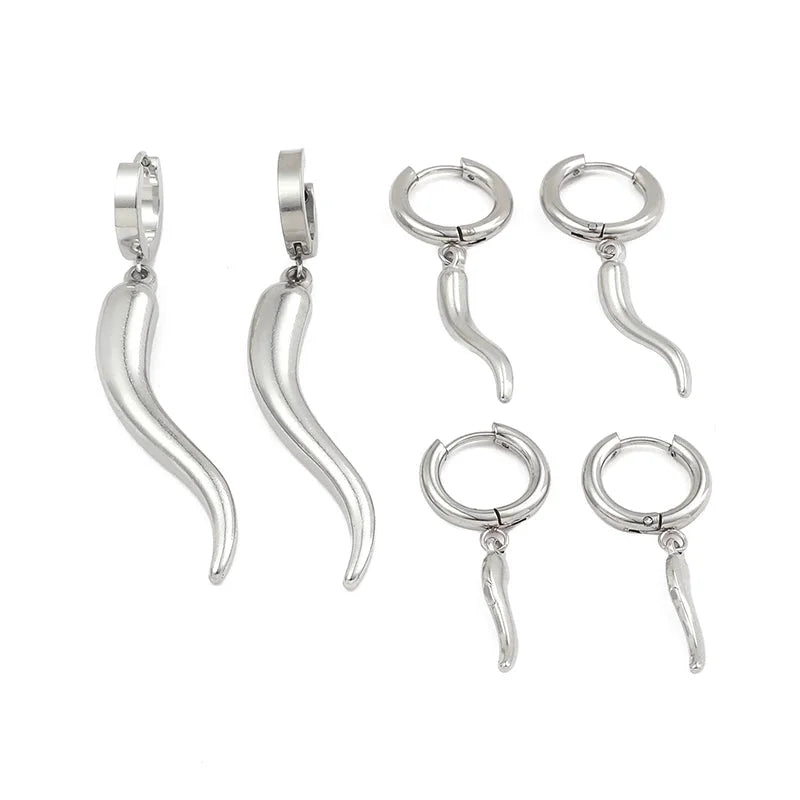 Stainless Steel 18K Gold Plated Minimalist Plating Chili Drop Earrings