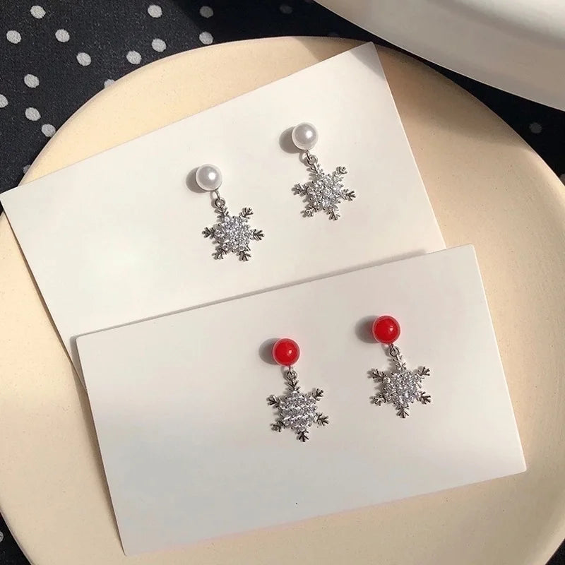 Fashion Snowflake Alloy Rhinestones Women's Drop Earrings 1 Pair