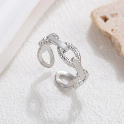 IG Style Geometric Solid Color 304 Stainless Steel Hollow Out Open Rings