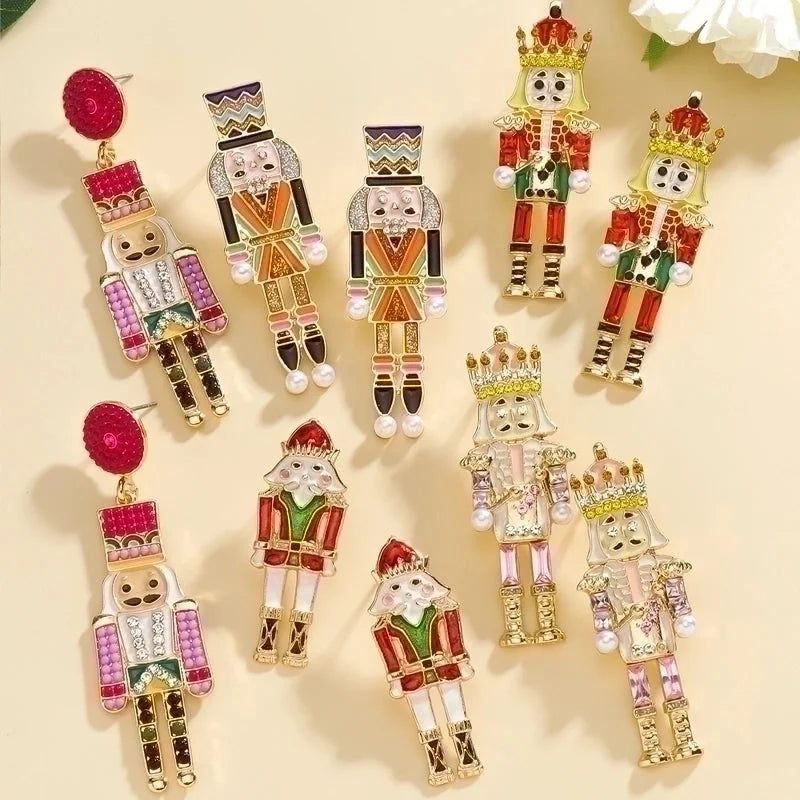 1 Pair Cute Funny Classic Style Cartoon Character Nutcracker Inlay Alloy Seed Bead Drop Earrings