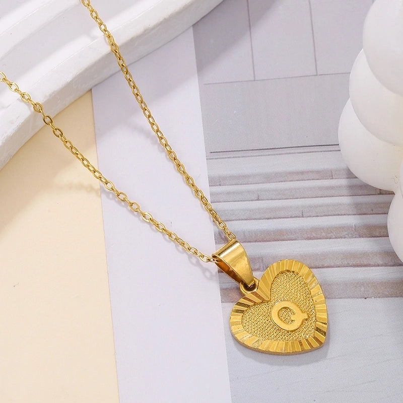 Sweet Letter Stainless Steel Copper Plating Inlay Zircon 18k Gold Plated Pendant Necklace