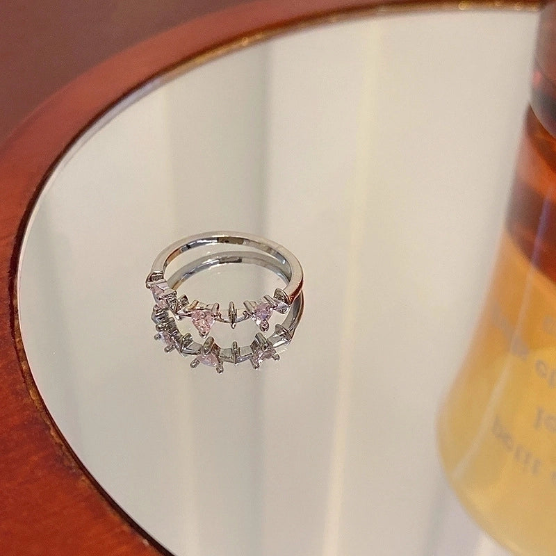 IG Style Geometric Copper Plating Inlay Zircon Rings