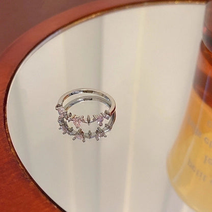 IG Style Geometric Copper Plating Inlay Zircon Rings