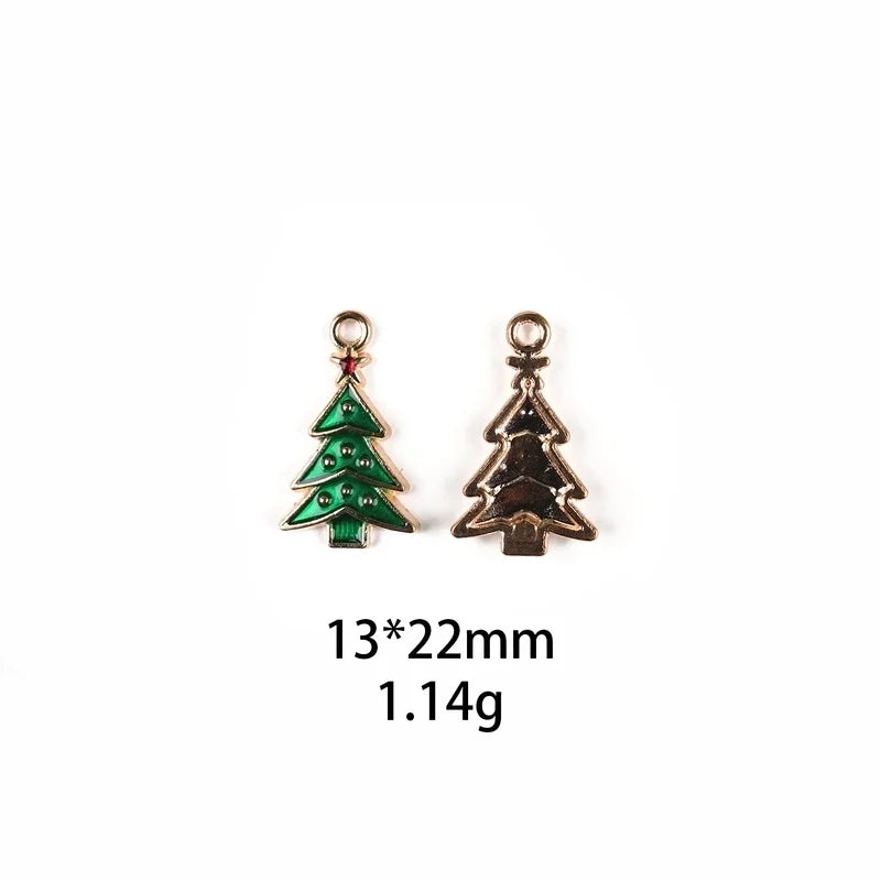 10 PCS/Package Zinc Alloy Christmas Hat Christmas Tree Santa Claus Pendant Jewelry Accessories