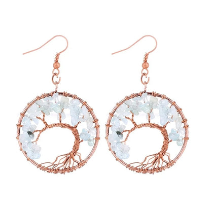 1 Pair Minimalist Leaf Natural Stone Copper Drop Earrings