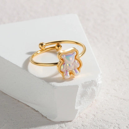 Cute Butterfly 304 Stainless Steel 18K Gold Plated Open Rings