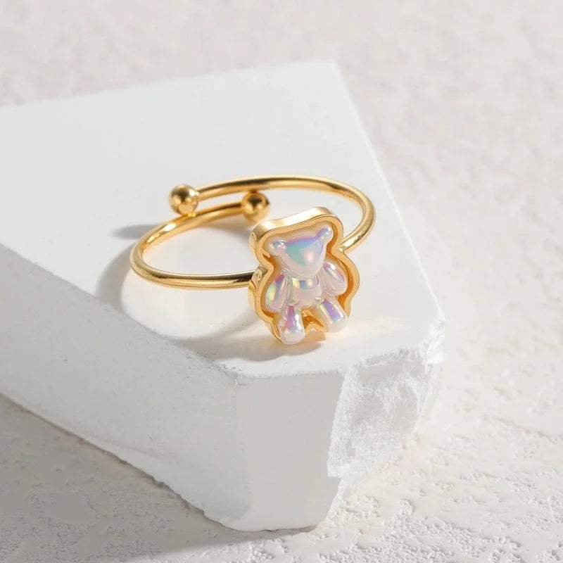 Cute Butterfly 304 Stainless Steel 18K Gold Plated Open Rings