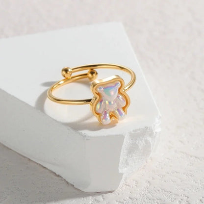 Cute Butterfly 304 Stainless Steel 18K Gold Plated Open Rings