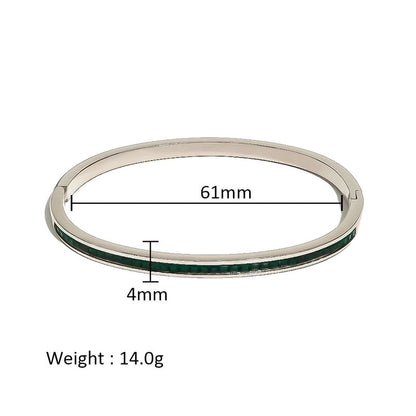 Minimalist Shiny Solid Color 316L Stainless Steel 18K Gold Plated Zircon Bangle In Bulk