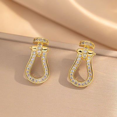 2 Pieces Moderate Luxury Flower Copper Diamond Inlay Stud Earrings