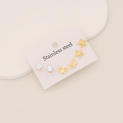 Expressive Heart Cross Pentagram Stainless Steel Electroplating Stud Earrings