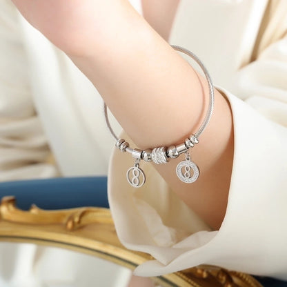 Casual Minimalist Star Heart Shape Butterfly Titanium Steel 18K Gold Plated Rhinestones Bangle In Bulk