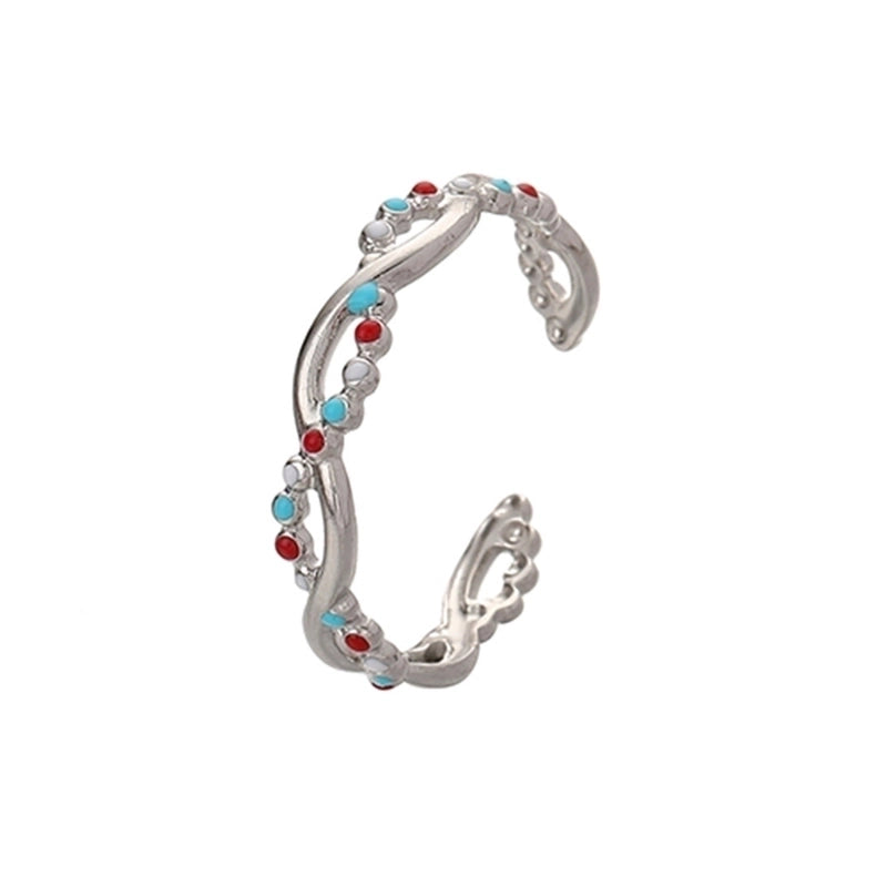 Ethnic Style Sun Star 304 Stainless Steel Artificial Gemstones Rhinestones Enamel Inlay Open Rings