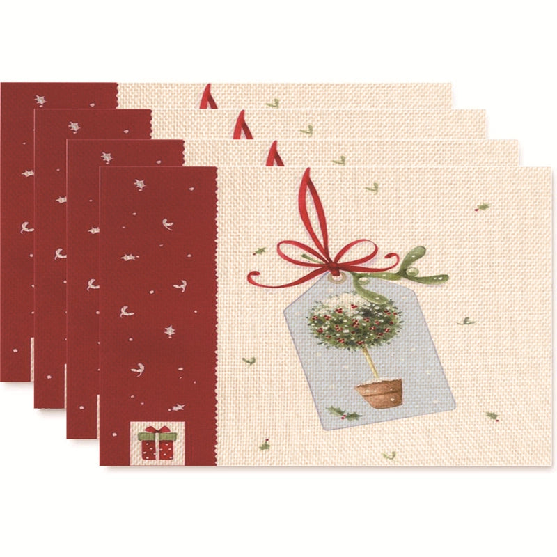 Christmas Nordic Style Christmas Tree Bow Knot Snowflake Linen Cotton And Linen Placemat