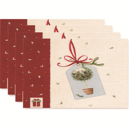 Christmas Nordic Style Christmas Tree Bow Knot Snowflake Linen Cotton And Linen Placemat