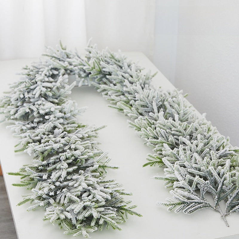 Christmas Decorative Dense Flocked Snowflake Vine Hotel Mall Window Display Doorway Stair Handrail Arrangement
