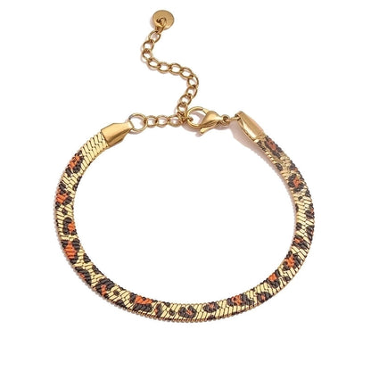 Vintage Style Snake Pattern Leopard 304 Stainless Steel 18K Gold Plated Plating Bracelets Necklace Snake Chain