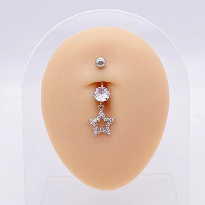 1 Piece Fashion Star Heart Shape Butterfly Stainless Steel Inlay Zircon Belly Ring