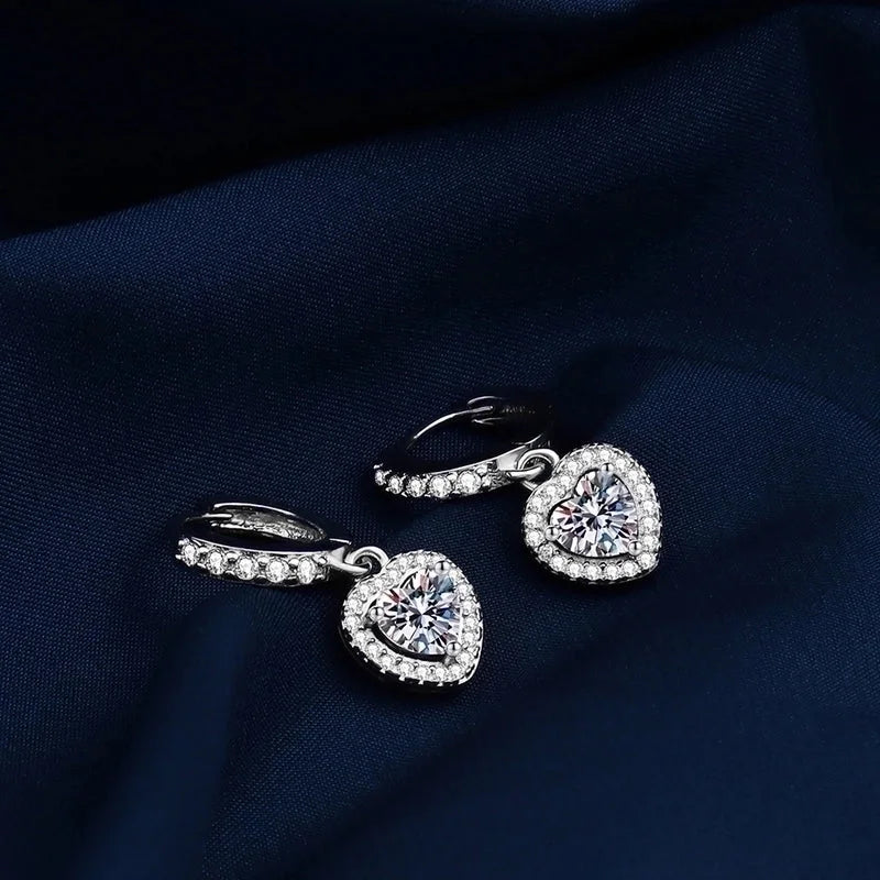 1 Pair Sweet Minimalist Round Heart Shape Bow Knot Plating Inlay Copper Zircon Silver Plated Drop Earrings