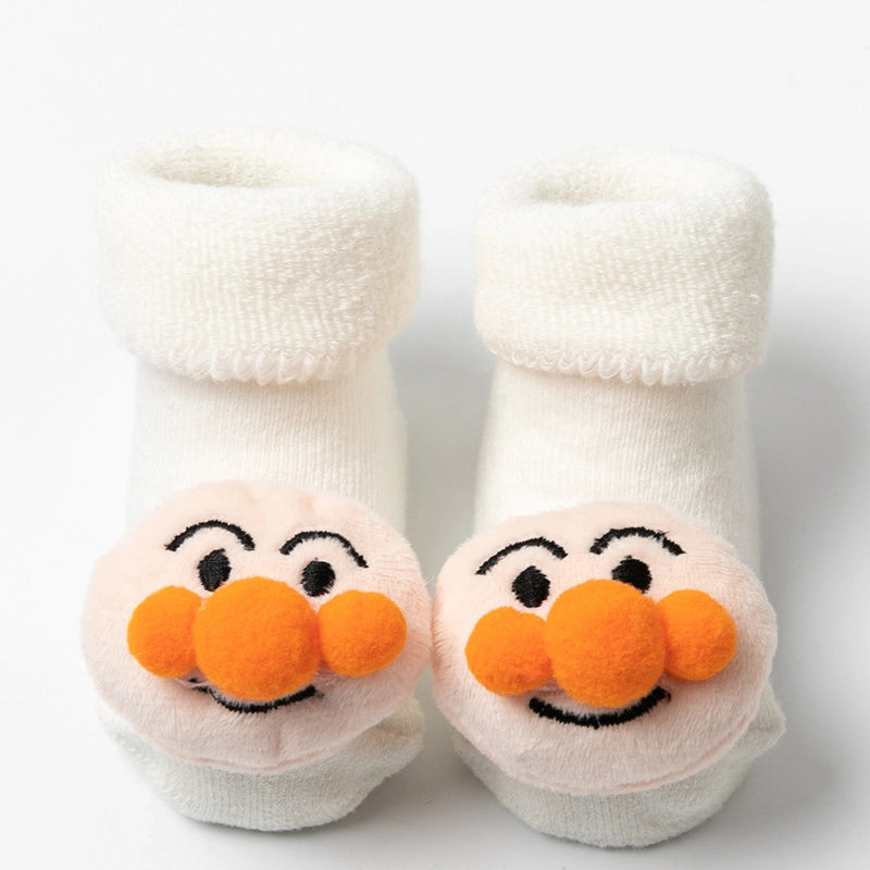 New Newborn Baby Socks Autumn And Winter A Cotton Red Terry Fleece-lined Thickened Non-slip Baby Christmas Floor Socks 1