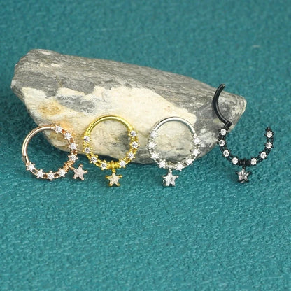 1 Piece Nose Rings & Studs Minimalist Classic Style Solid Color 304 Stainless Steel Inlay Rhinestones Nose Rings & Studs