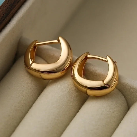 1 Pair Minimalist Commute Solid Color Copper Asymmetrical Plating 18k Gold Plated Hoop Earrings