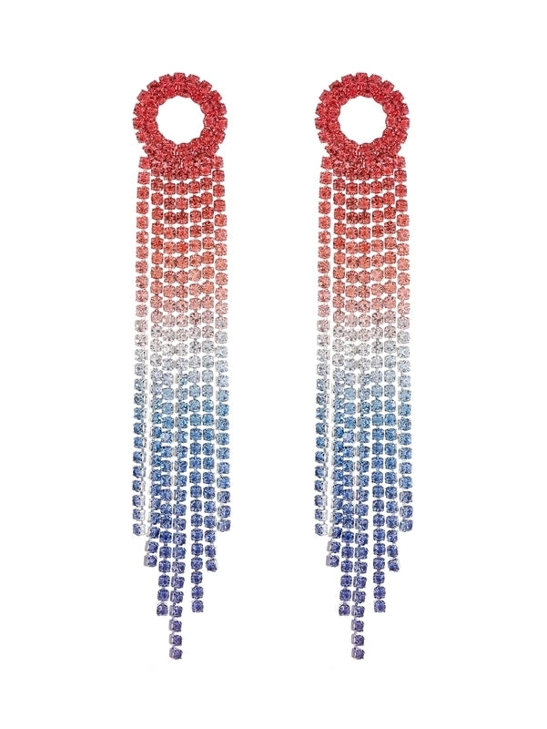 1 Pair Sweet Tassel Plating Inlay Copper Rhinestones Silver Plated Drop Earrings