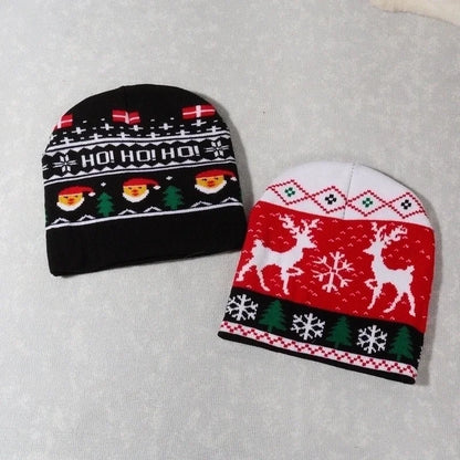 Unisex Cute Vintage Style Christmas Hat Christmas Tree Santa Claus Eaveless Wool Cap