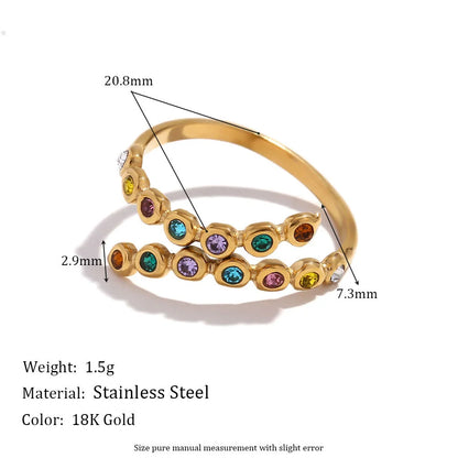 Fashion Creative Round Circle Geometric Stainless Steel 18K Gold Plated Rings