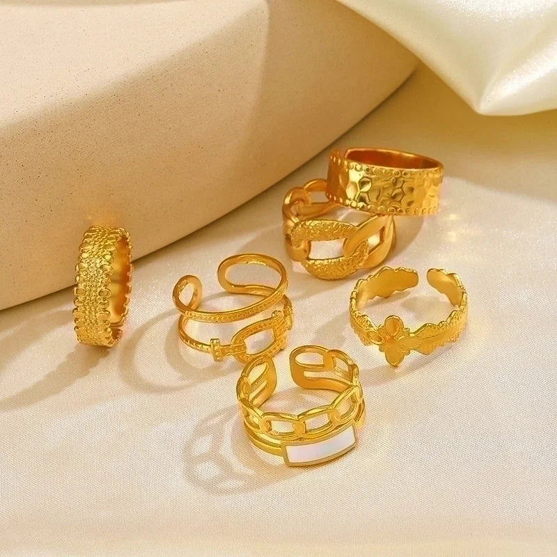 304 Stainless Steel 18K Gold Plated IG Style Plating Cross Open Rings