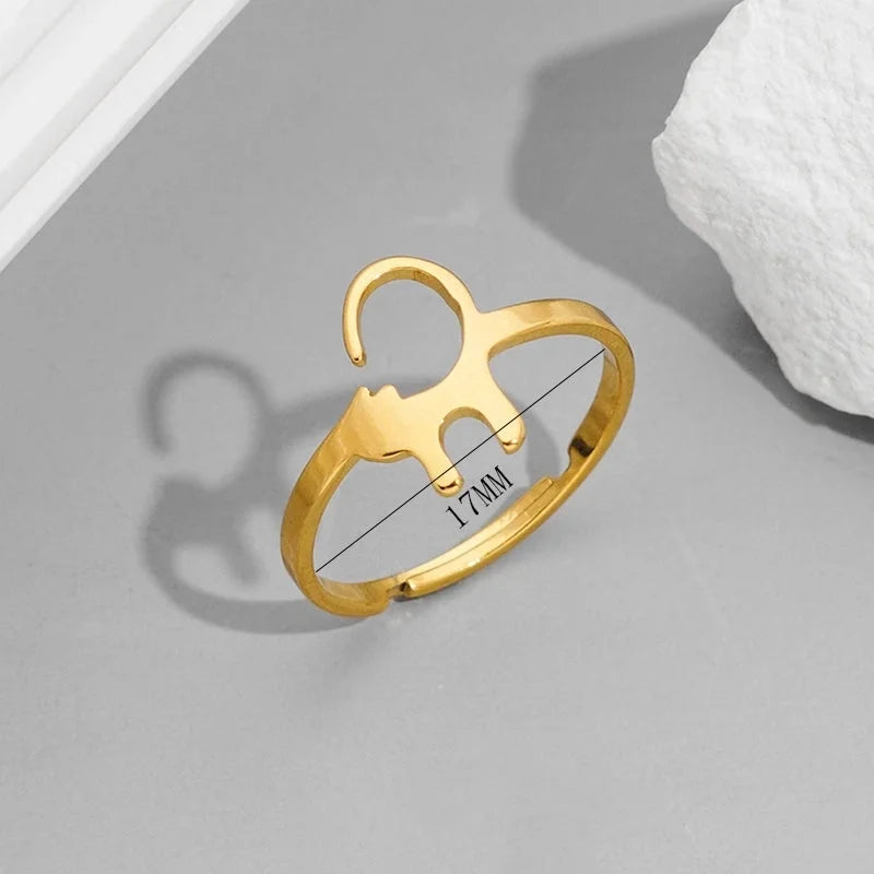 Funny Sweet Pastoral Animal 201 Stainless Steel 18K Gold Plated Polishing Adjustable Ring