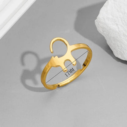 Funny Sweet Pastoral Animal 201 Stainless Steel 18K Gold Plated Polishing Adjustable Ring