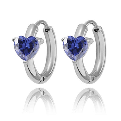 1 Pair Minimalist Heart Shape Inlay Titanium Steel Zircon Earrings