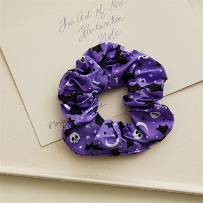 Halloween Funny Women's Skull Satin Handmade Hair Tie